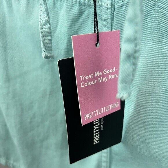 PrettyLittleThing Romper Womens 10 NWT Acid Green Cut-Out Front Denim Playsuit - Picture 11 of 13